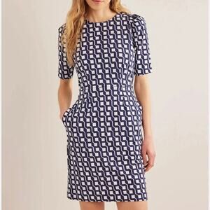 Boden Zoe Geometric Cube Cotton Jersey Dress Size 10R